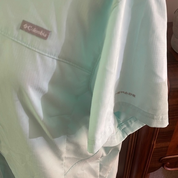 Columbia Omni-shade mint green XL short sleeve vented button shirt with  pocket - Picture 2 of 10
